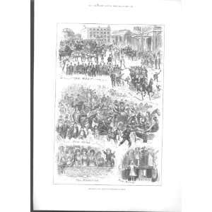  Derby Day 1883 From The Langham To Epsom Antique Print 