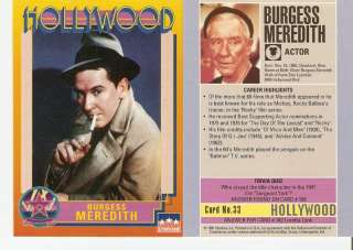 Burgess Meredith 25 Card Lot Hollywood Trading Cards  
