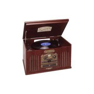  Retro Stereo Turntable with AM/FM Tuner and CD/Cassette 