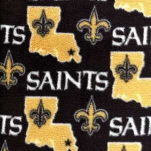   Orleans Saints Black FLEECE Fabric (By the Yard): Sports & Outdoors