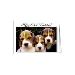  Happy 82nd Birthday Beagle Puppies Card Toys & Games