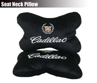 2x CADILLAC Plush Seat Neck Rest Pillow Cushion Pads black Escalade 