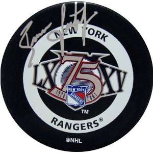 Brian Leetch New York Rangers Autographed 75th Anniversayr Hockey Puck 