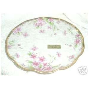 Lefton Glass Designer Tray with Pink Flowers Everything 