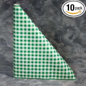  Paper Table Cover, Green Gingham Print, 300 x 40 roll 