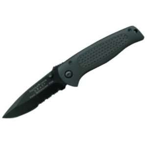   Knives 3001B Small Black SWAT Linerlock Knife with Part Serrated Blade