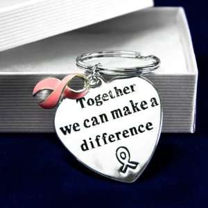  Pink Ribbon Key Chain  Together We Can Make A Difference 