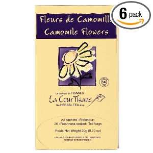 La Cour Tisane Herbal Tea, Camomile Flowers, 20 Count Tea Bags (Pack 