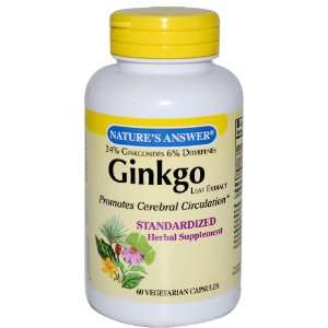   Standardized Extract Supplement Ginkgo Leaf 60 vegetarian capsules