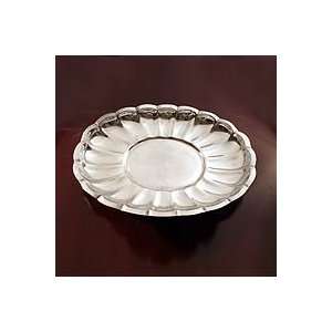  NOVICA Aluminum platter, Moonlight Blossom