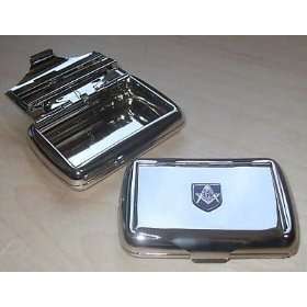  County Engraving Masonic G Chrome Plated Tobacco Box Tin Engraved 