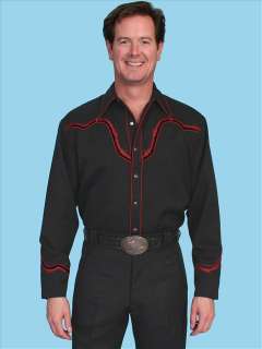 Scully Mens Western Fancy Barbwire Embroidery Snap Vintage Shirt P 775 