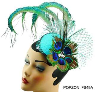 Elegant Peacock Cocktail Hat Hair Comb Fascinator  
