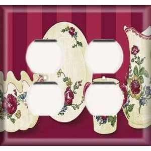   : Double Duplex Outlet Cover   Red Rose Dinnerware: Home Improvement