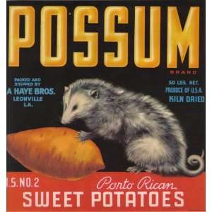  Possum Brand Vintage Sweet Potato Crate Label 
