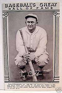 Ty Cobb Baseball Great Hall Of Fame Old Exhibit Card  