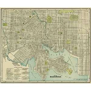  Cram 1893 Antique Street Map of Baltimore: Office Products