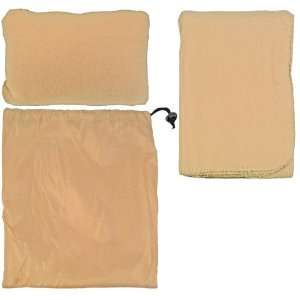   Nylon Bag, 1 Pillow and Fleece Blanket Throw   Khaki: Home & Kitchen