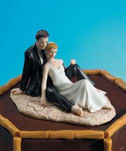 Romantic Wedding Couple on the Beach Cake Topper w/ Customizable Hair 