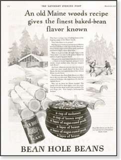 1929 Bean Hole Beans recipe from Maine woods vintage AD  