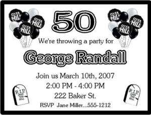 Personalized over the hill 40 50 60 birthday invitation  
