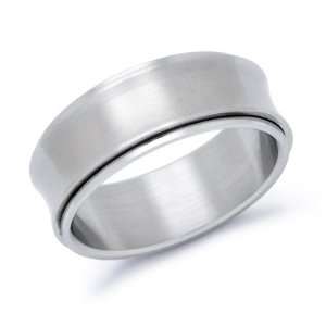  Stainless Steel Concave Spinner Band Ring, 12: Jewelry