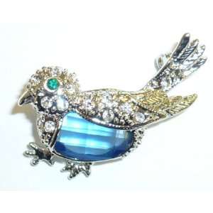  Jewelry Pin   Bird with Blue Crystal Belly Pin Jewelry