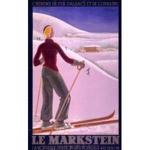  1925 ski poster Vosges Mountains, France