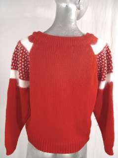 Gitano Red, White Angora, Metallic Silver Sweater S / M  