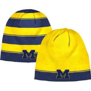  Michigan Wolverines Striped Reversible Knit Hat Sports 