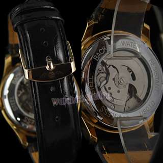 Men Automatic Golden Case Calendar Wrist Watch Goft NEW  