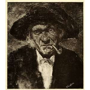   Art Oil Painting Man Smoking   Original Halftone Print: Home & Kitchen