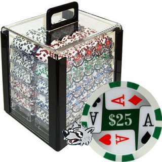 1000 Premium 4 ACES 11.5g Poker Chips w/ Cage Carrier  