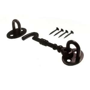  CABIN HOOK AND EYE 100MM 4 INCH BLACK ANTIQUE WITH SCREWS 