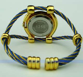 Luxury Golden Tone Bangle Wristwatch Swarovski Crystals  