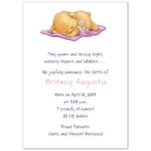  Naptime with Purple Blankey Birth Announcements   Set of 