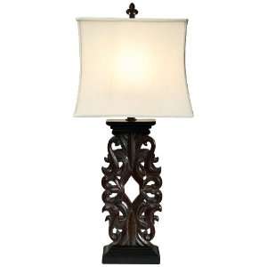  Natural Light Falcon Crest Wood Finish Table Lamp: Home 