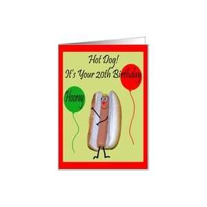  20th Birthday, Hot Dog with balloons Card: Toys & Games
