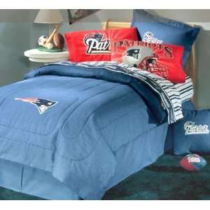  New England Patriots Blue Denim Twin Size Comforter and 