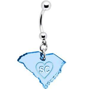  Light Blue State of South Carolina Belly Ring: Jewelry