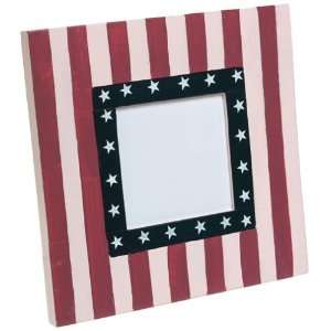   Painted Wood Flag Frame 3 X 3, Red/White/Blue