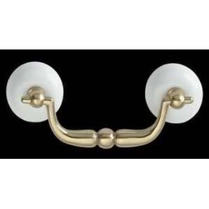   Pulls Bright Brass, Porcelain Pull, 3 boring