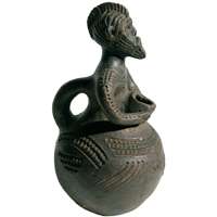 figural terracotta container kuba w handle congo  