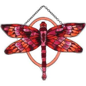 Red and Terracotta Dragonfly Glass Sun Catcher Patio 