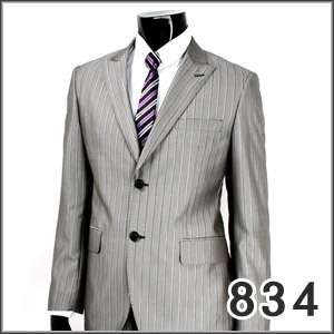 JEJE Slim Fit Two Button Gray Stripe Mens Suits US 41R  