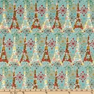   Paris Eiffel Tower Aqua Fabric By The Yard: Arts, Crafts & Sewing