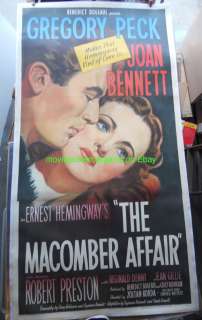 THE MACOMBER AFFAIR MOVIE POSTER 3 SHEET GREGORY PECK  