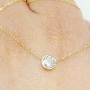 63 ct 14k Yellow Gold White Round Cut Real Diamond Solitaire Pendant 