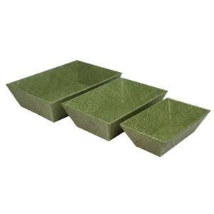  Pandan Open Containers   Set of 3 Rectangle   Green