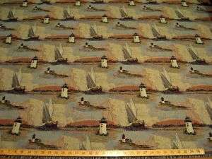Sailing, Lighthouse tapestry upholstery fabric ft783  